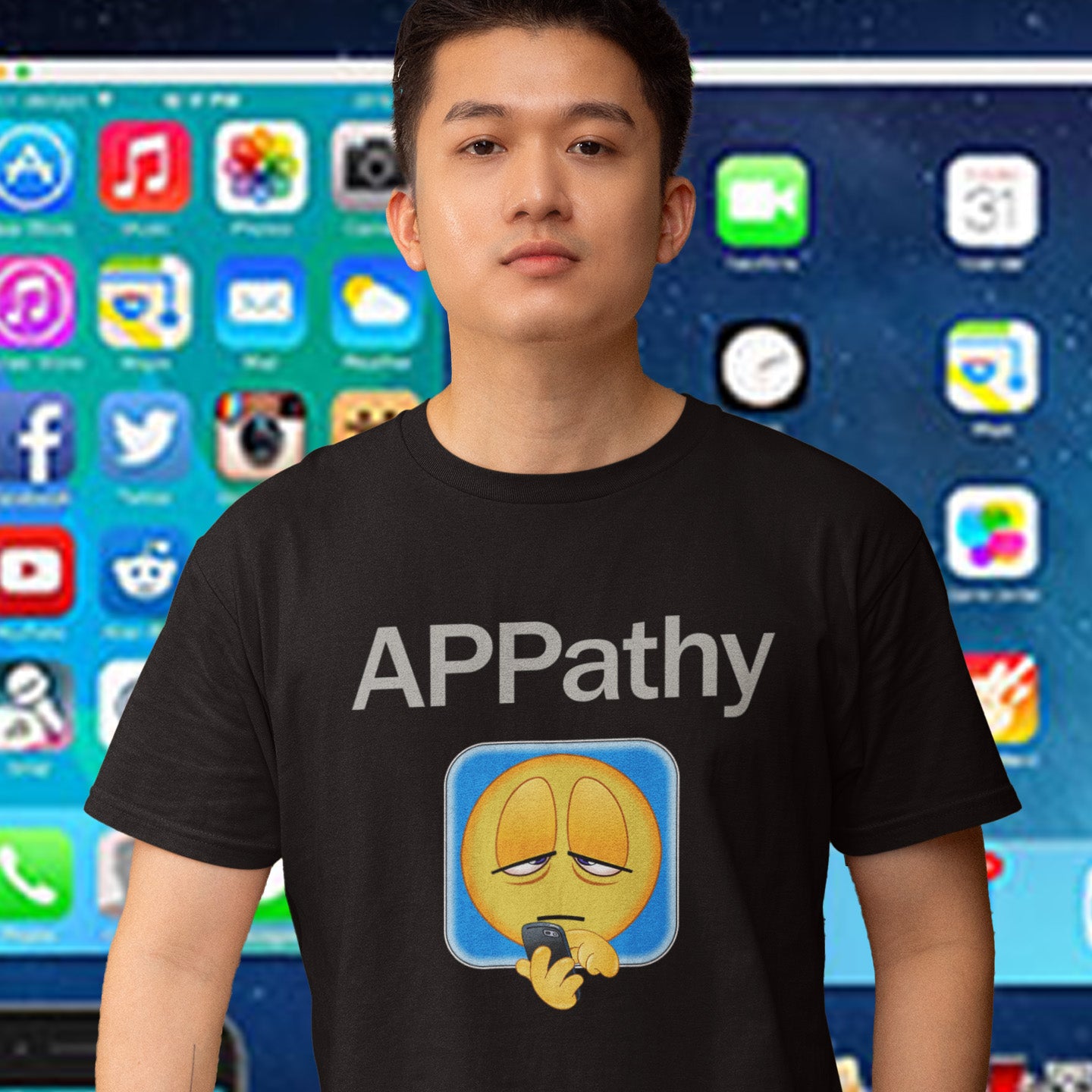 Is there an APP for everything ? Is it possible to breathe these days without an APP ? It just makes me feel apathetic about it all. Made from 100% organic ring-spun cotton, this unisex t-shirt is a total must-have. It's high-quality, super comfy, and best of all—eco-friendly.