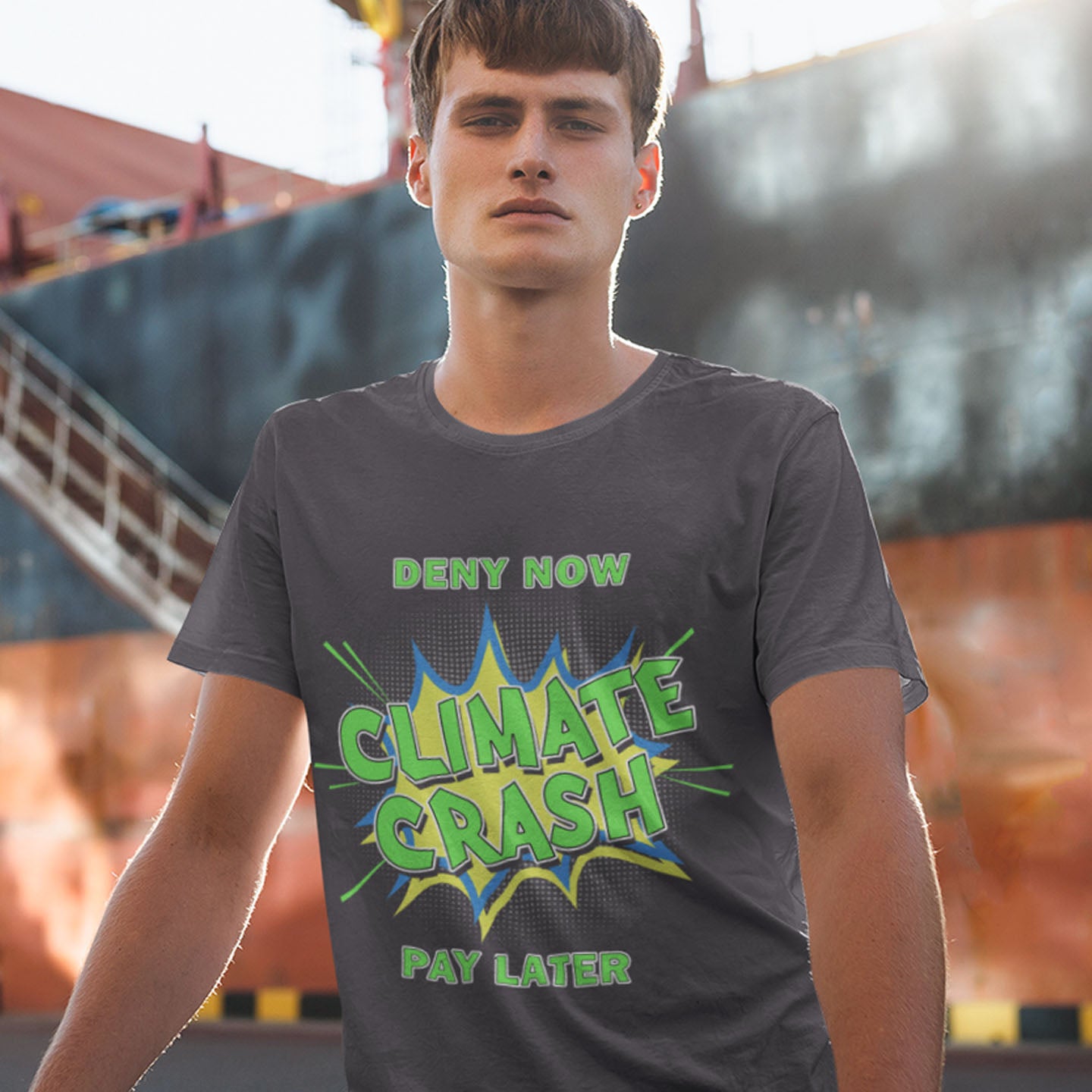 A playful representation of how anaesthetised we have become to the climate crisis. In the style of a supermarket offer. Made from 100% organic ring-spun cotton, this unisex t-shirt is a total must-have. It's high-quality, super comfy, and best of all—eco-friendly.