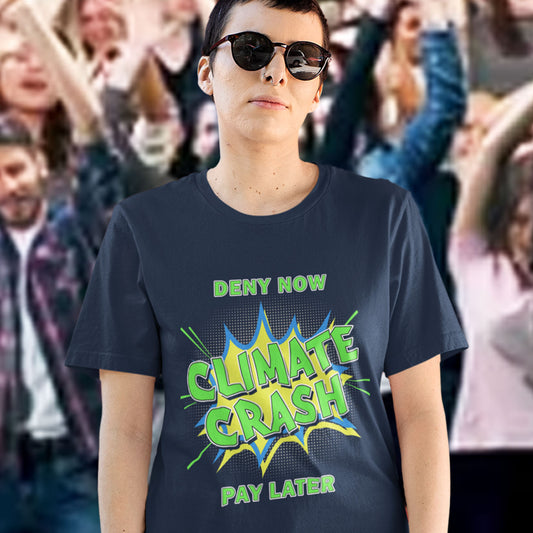 A playful representation of how anaesthetised we have become to the climate crisis. In the style of a supermarket offer. Made from 100% organic ring-spun cotton, this unisex t-shirt is a total must-have. It's high-quality, super comfy, and best of all—eco-friendly.