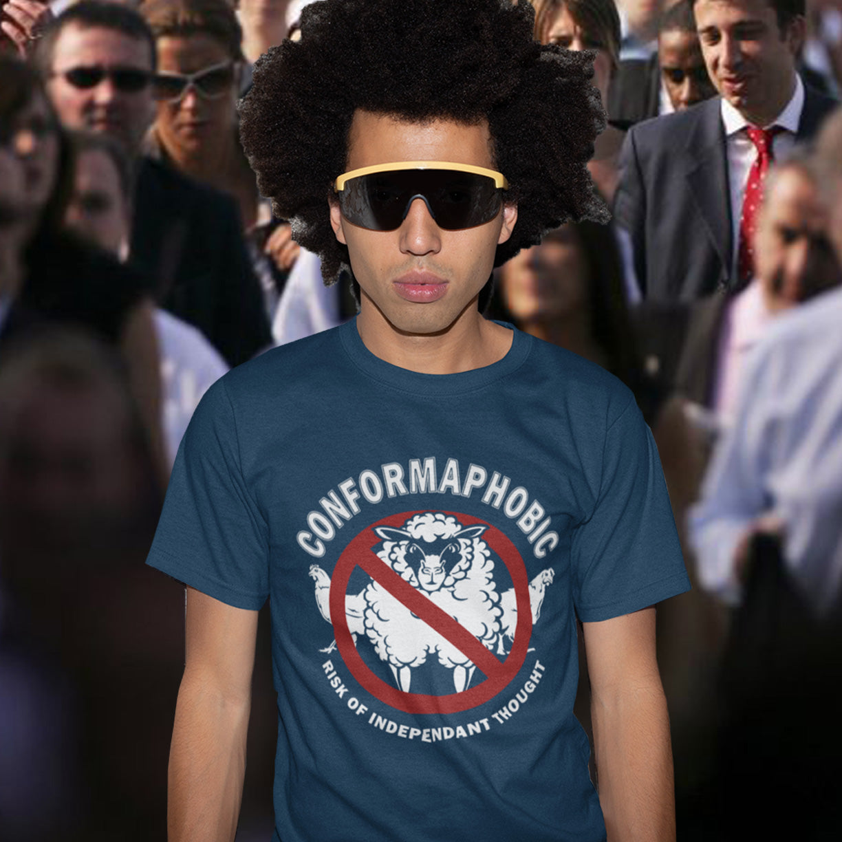 Life must be so easy for people who just conform to the expected thinking of an era. As for the rest of us who have a phobia about conforming, these are shady times so it's best you warn people early. Made from 100% organic ring-spun cotton, this unisex t-shirt is a total must-have. It's high-quality, super comfy, and best of all—eco-friendly.