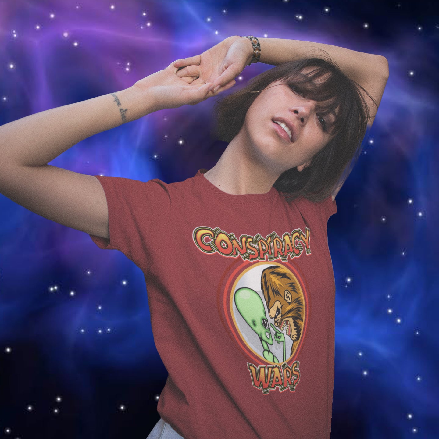 Conspiracy style death match or Kings of conspiracy face off. Made from 100% organic ring-spun cotton, this unisex t-shirt is a total must-have. It's high-quality, super comfy, and best of all—eco-friendly.