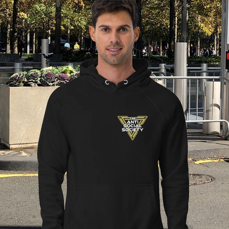 An oxymoron to ponder, as the more you don't want to be a member, the more you become one. Comfortable and practical. It's extra soft and has a convenient front pouch pocket. Made from organic cotton and recycled polyester, this social awareness hoodie is a great eco-friendly choice.