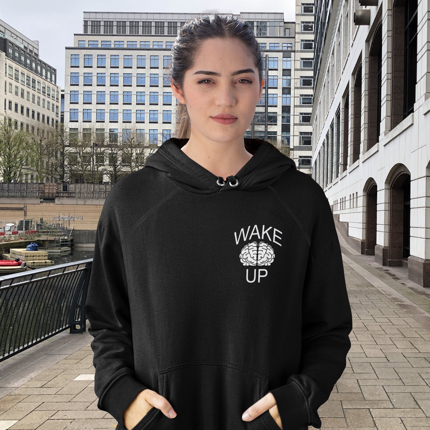 Keeping calm got us into this mess, it's time to wake up. Comfortable and practical. It's extra soft and has a convenient front pouch pocket. Made from organic cotton and recycled polyester, this social awareness hoodie is a great eco-friendly choice.