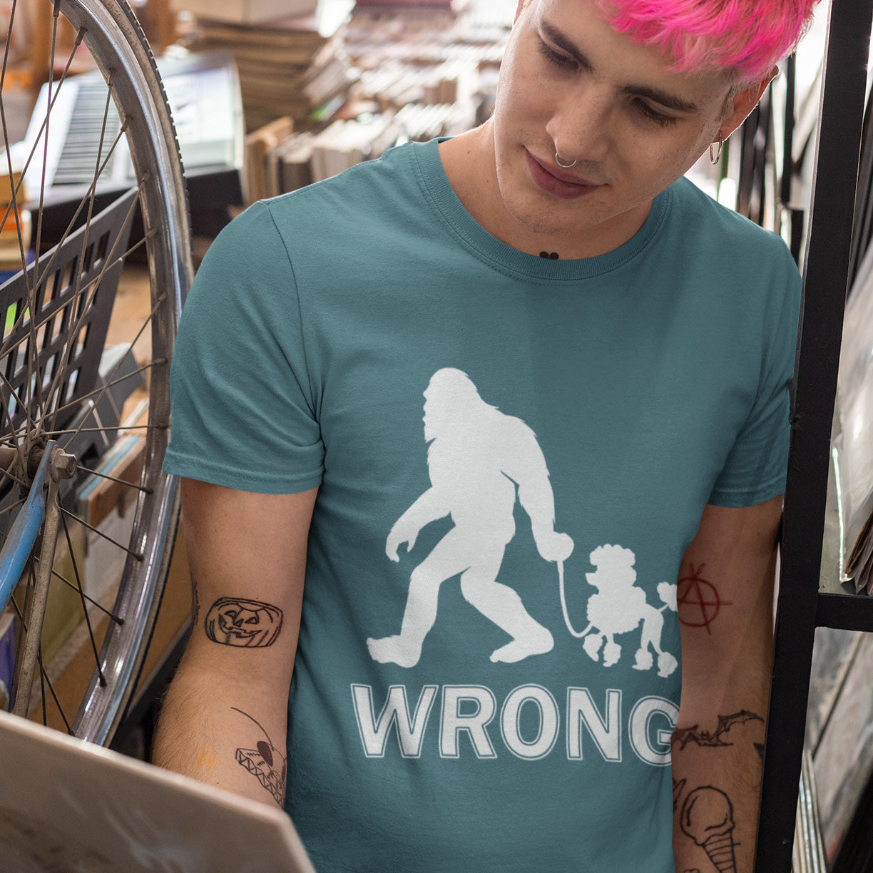 Bigfoot and a poodle just don't go. ' Live and let live ' has it's limits ! There are somethings we can all agree on that are just not right. Made from 100% organic ring-spun cotton, this unisex t-shirt is a total must-have. It's high-quality, super comfy, and best of all—eco-friendly.