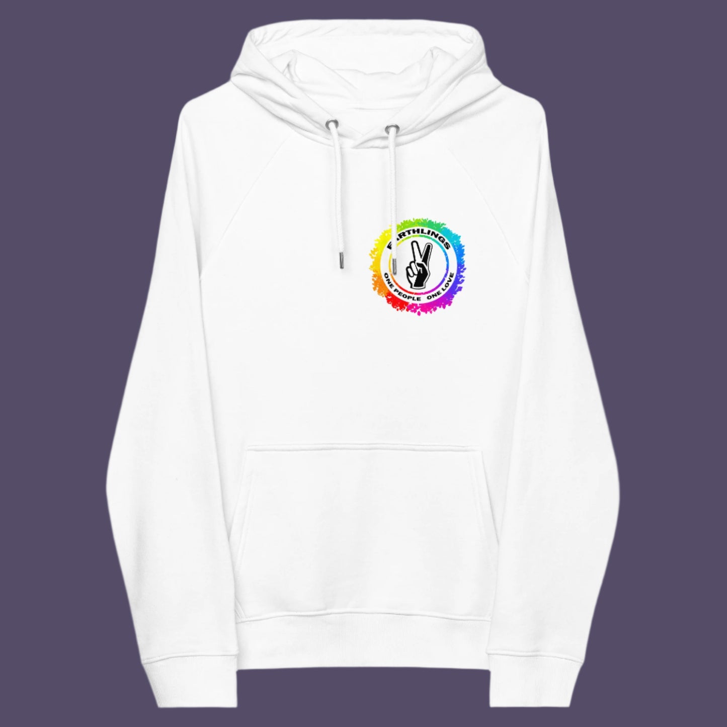 We are all Earthlings and can live in peace and harmony if we put aside our prejudice and fear. Comfortable and practical. It's extra soft and has a convenient front pouch pocket. Made from organic cotton and recycled polyester, this anti prejudice hoodie is a great eco-friendly choice.