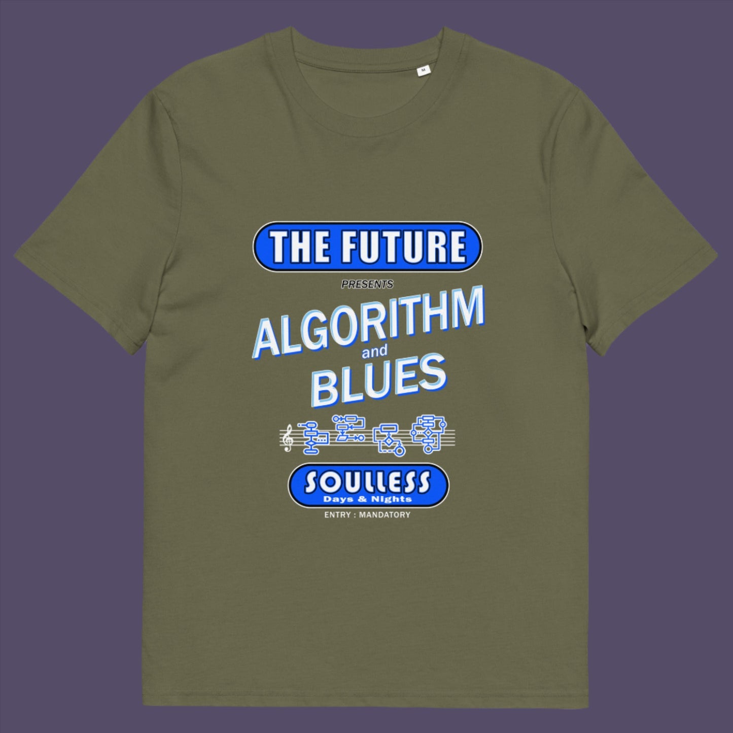 This design is a play on an old music poster and a joke of what the future may hold in a world that is decided on algorithms Made from 100% organic ring-spun cotton, this unisex t-shirt is a total must-have. It's high-quality, super comfy, and best of all—eco-friendly.