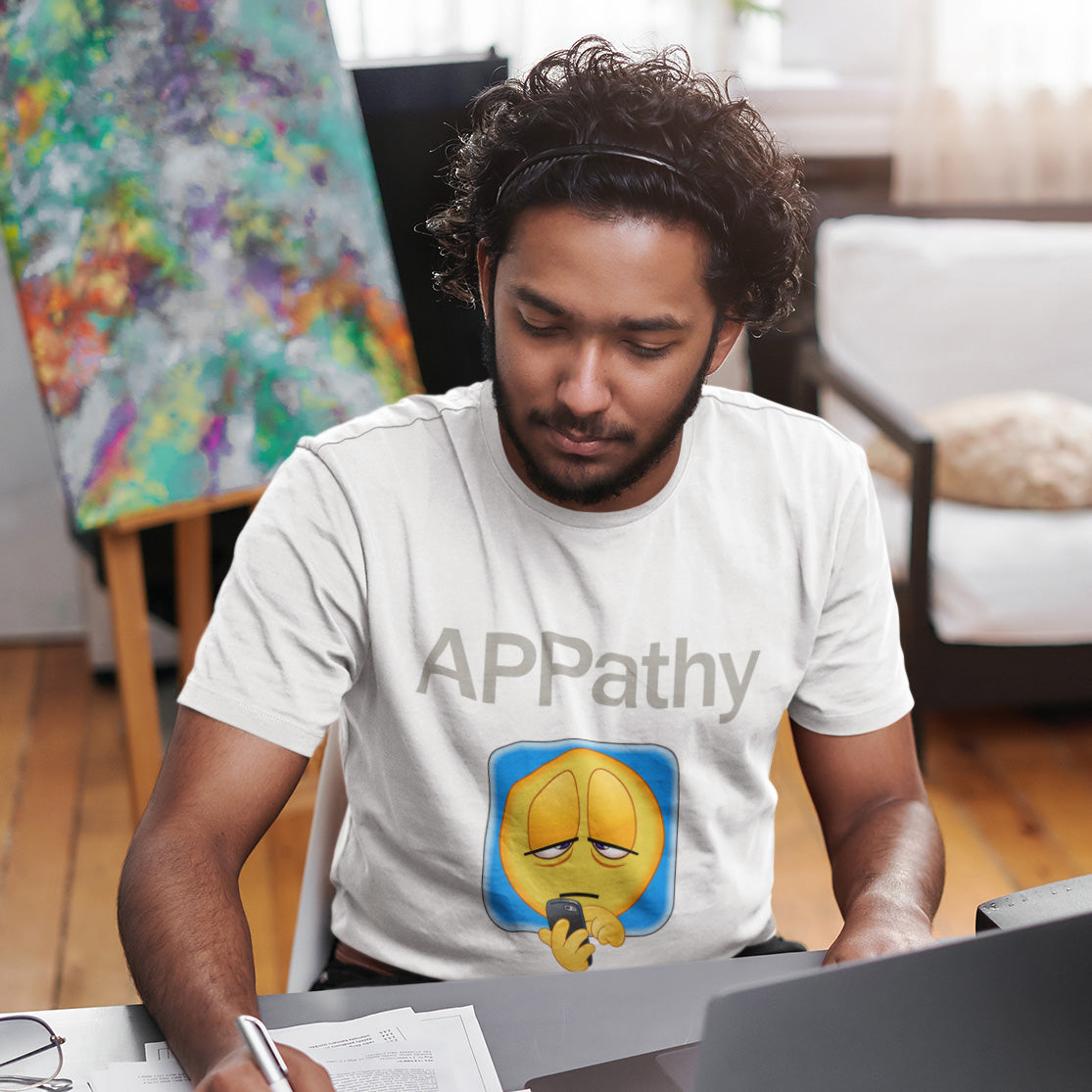 Is there an APP for everything ? Is it possible to breathe these days without an APP ? It just makes me feel apathetic about it all. Made from 100% organic ring-spun cotton, this unisex t-shirt is a total must-have. It's high-quality, super comfy, and best of all—eco-friendly.