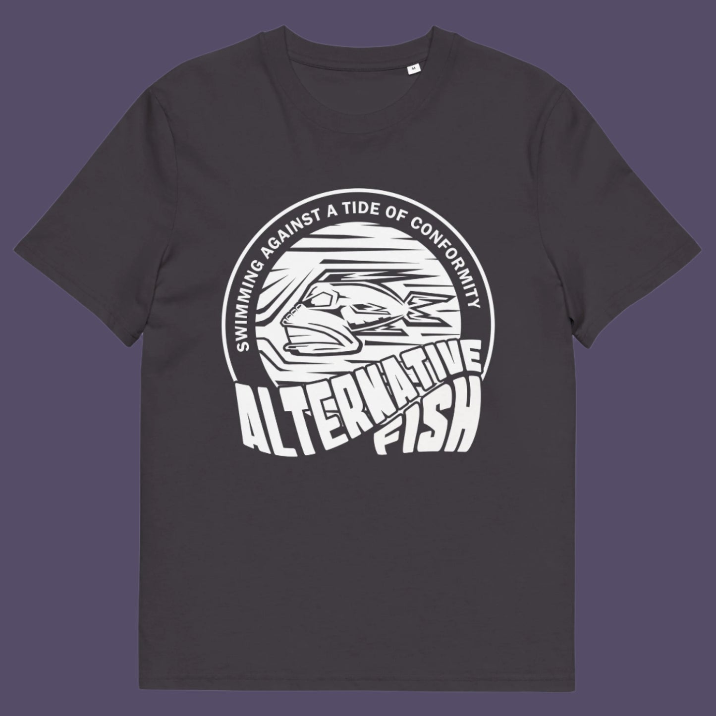 Anthracite t shirt. A non conformist t shirt for all who think outside the box. Don't just be another fish in the sea. Push back the tide of conformity with this anti establishment t shirt design. Made from 100% organic ring-spun cotton, this counter culture t shirt is unisex, high-quality, super comfy, and best of all, eco-friendly.
