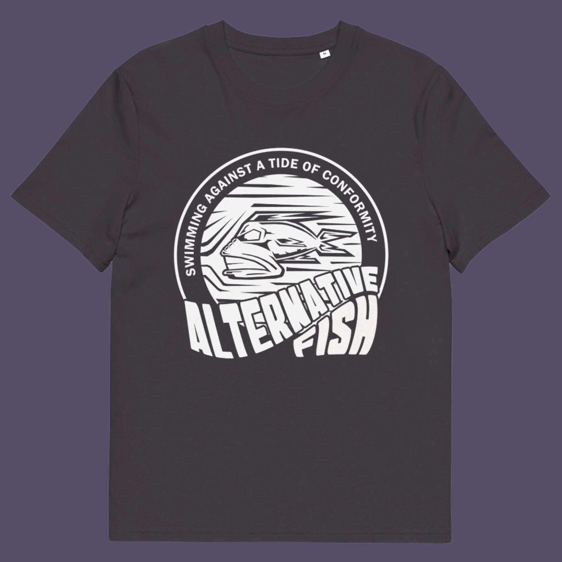 Anthracite t shirt. A non conformist t shirt for all who think outside the box. Don't just be another fish in the sea. Push back the tide of conformity with this anti establishment t shirt design. Made from 100% organic ring-spun cotton, this counter culture t shirt is unisex, high-quality, super comfy, and best of all, eco-friendly.