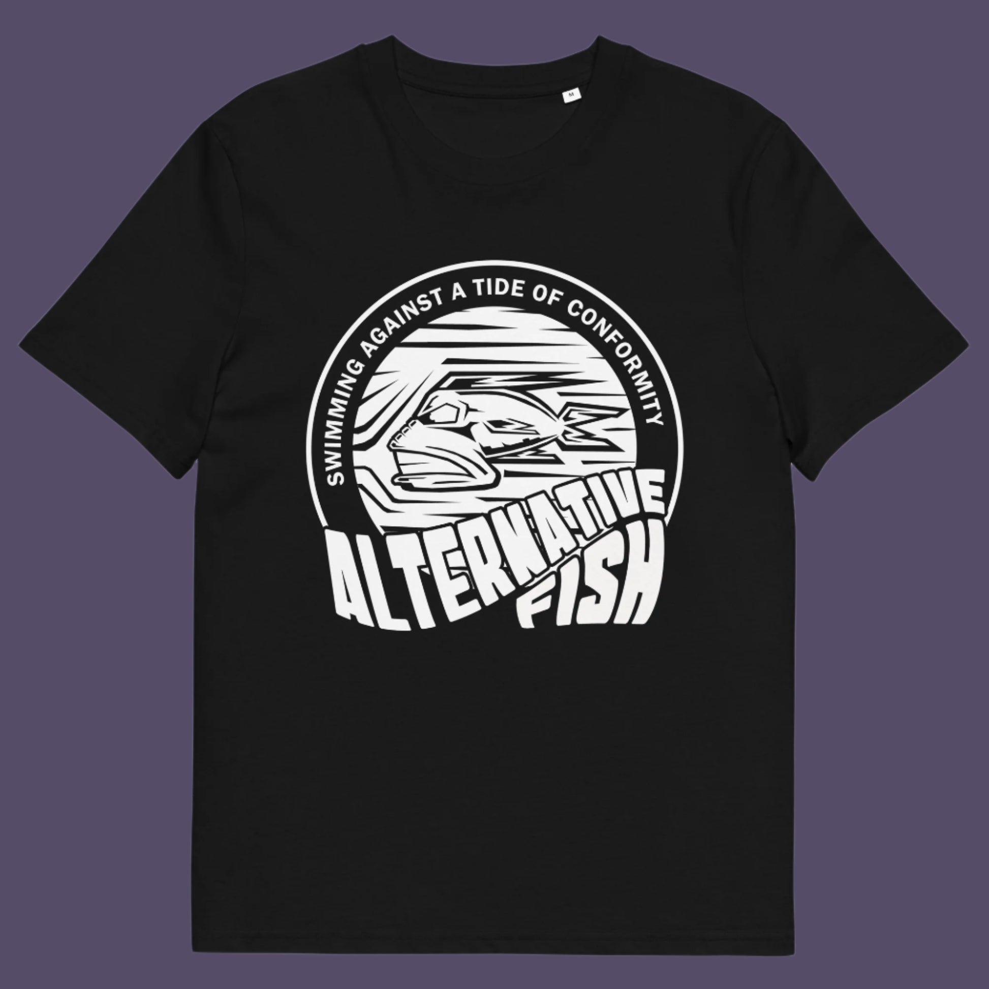 Black t shirt. A non conformist t shirt for all who think outside the box. Don't just be another fish in the sea. Push back the tide of conformity with this anti establishment t shirt design. Made from 100% organic ring-spun cotton, this counter culture t shirt is unisex, high-quality, super comfy, and best of all, eco-friendly.