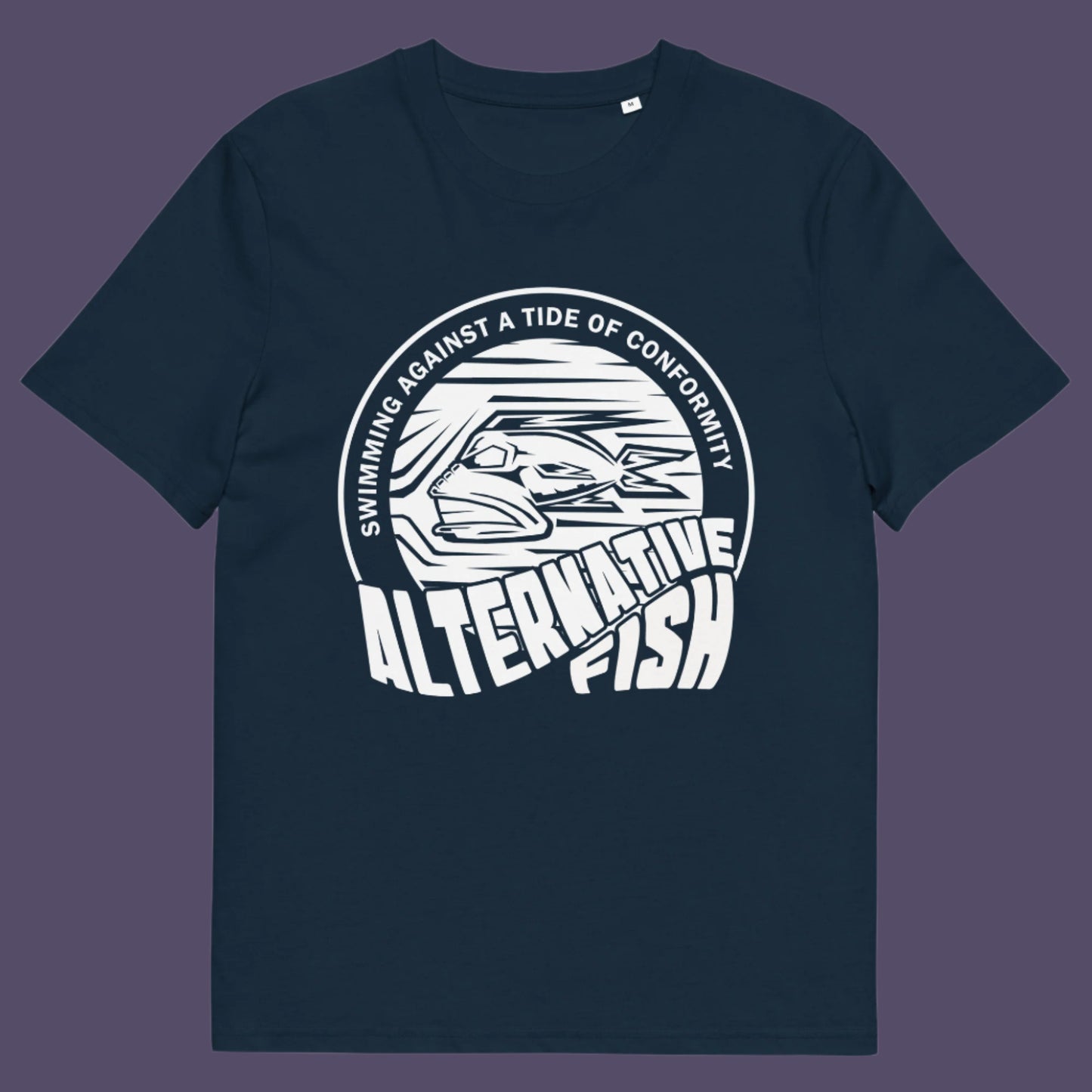 French navy t shirt. A non conformist t shirt for all who think outside the box. Don't just be another fish in the sea. Push back the tide of conformity with this anti establishment t shirt design. Made from 100% organic ring-spun cotton, this counter culture t shirt is unisex, high-quality, super comfy, and best of all, eco-friendly.