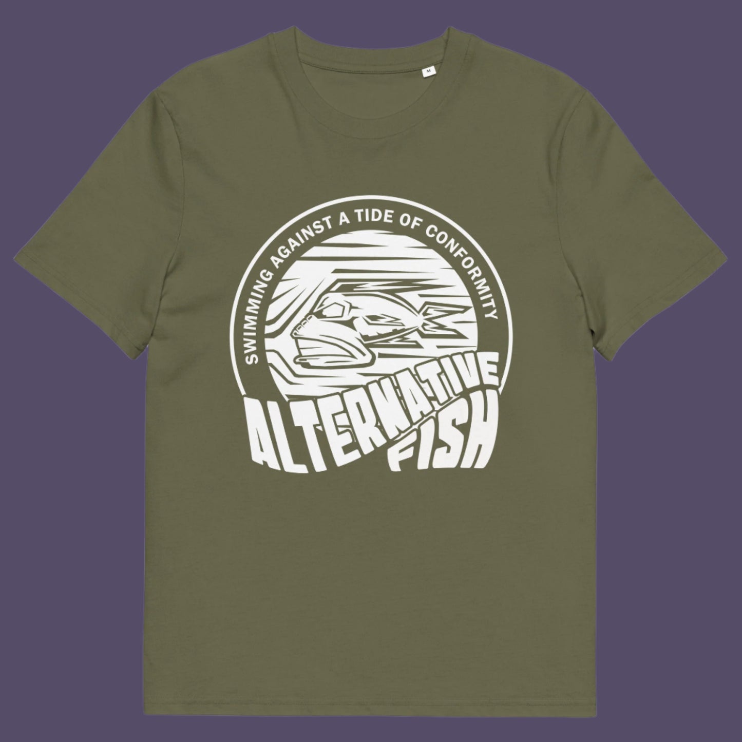 Khaki t shirt. A non conformist t shirt for all who think outside the box. Don't just be another fish in the sea. Push back the tide of conformity with this anti establishment t shirt design. Made from 100% organic ring-spun cotton, this counter culture t shirt is unisex, high-quality, super comfy, and best of all, eco-friendly.