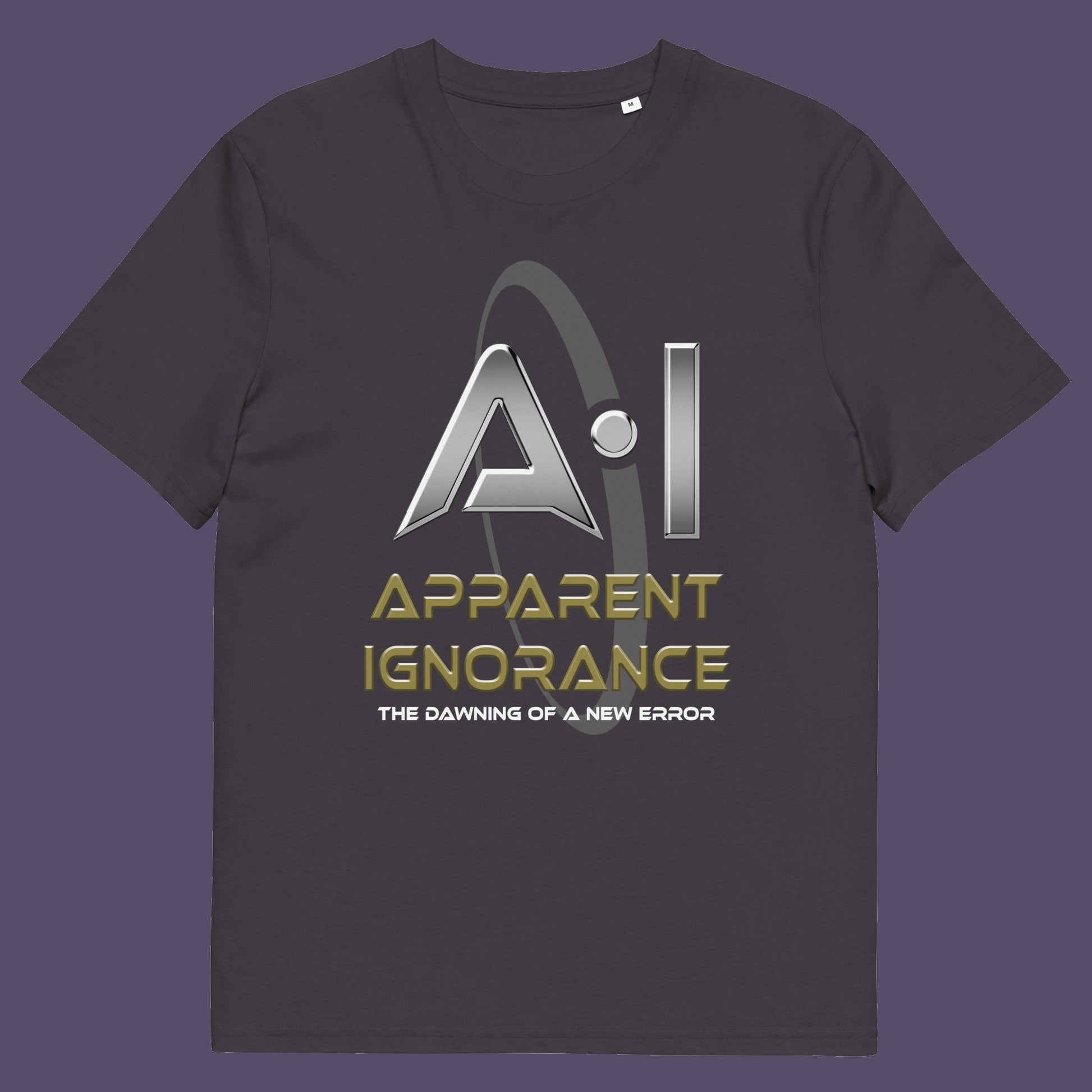 Anthracite t shirt. This anti ai t shirt design questions the effects of A.I on our society and suggests we are ignoring it's full effects. Whether you are concerned about technology taking people's jobs or worried about A.I doing our thinking for us. Made from 100% organic ring-spun cotton, this counter culture t shirt is unisex, high quality, super comfy, and best of all, eco-friendly.