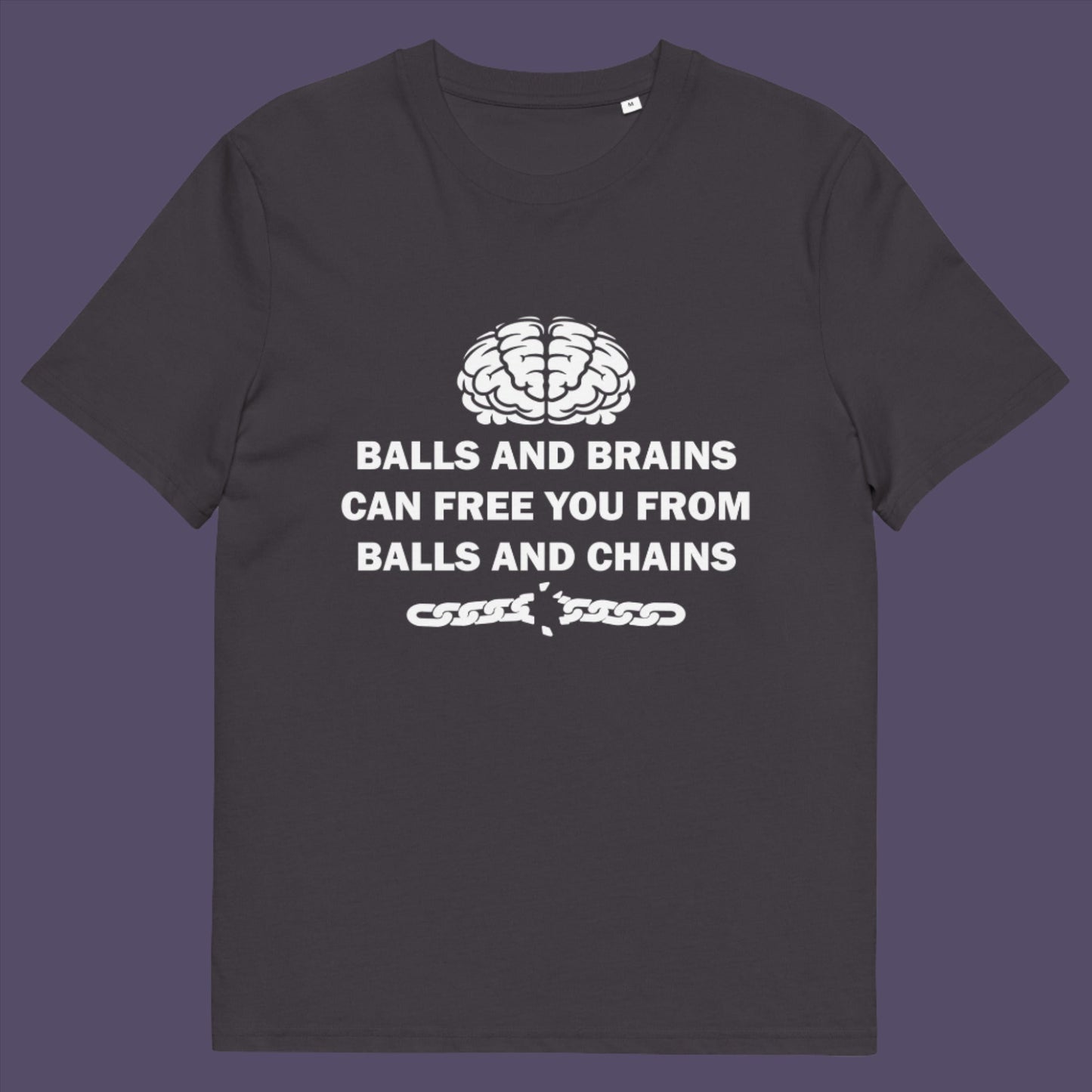 Anthracite t-shirt. A civil liberties t shirt limerick to remind you of what it takes to free yourself, metaphorically speaking. Made from 100% organic ring-spun cotton, this self worth t shirt is unisex, high-quality, super comfy, and best of all, eco-friendly.