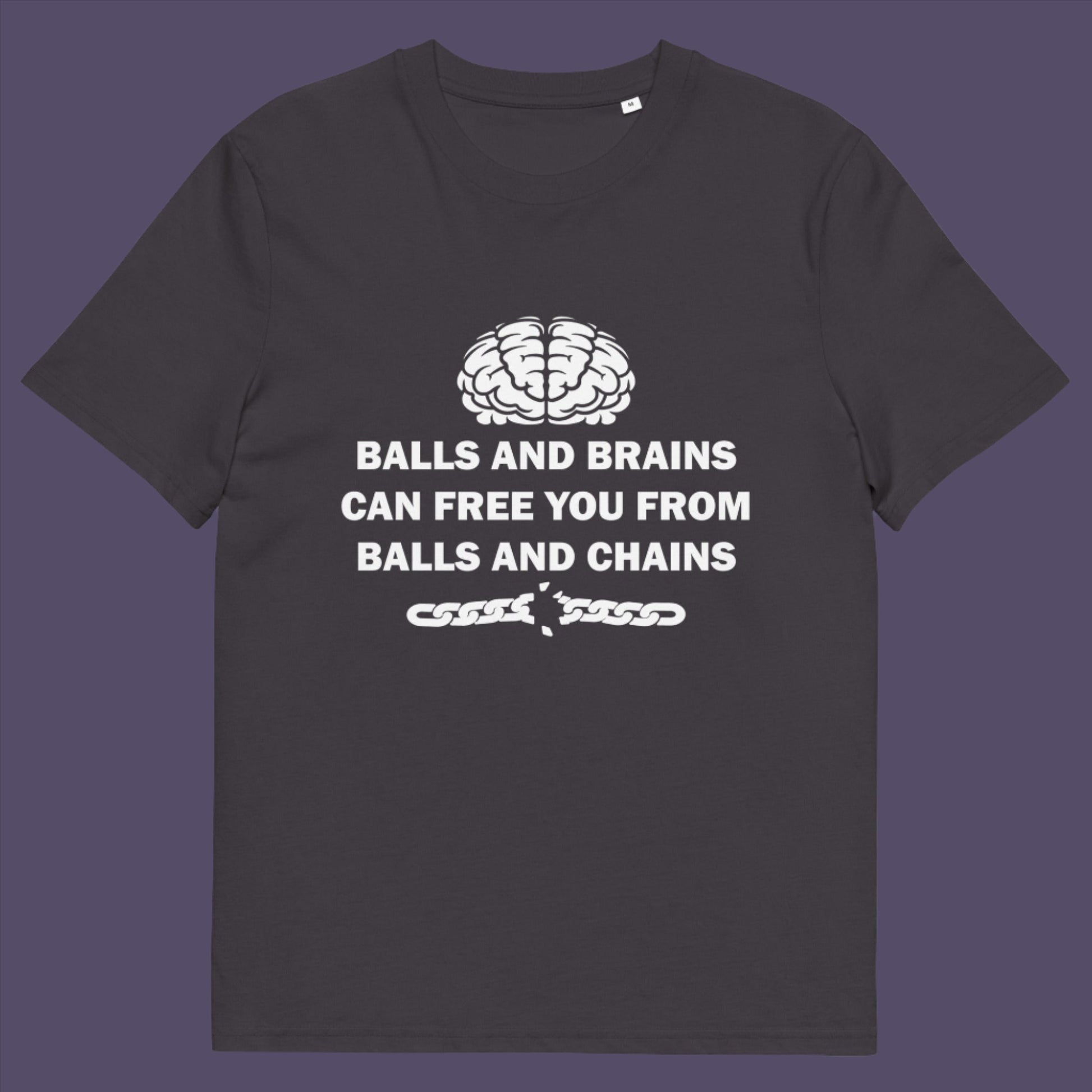 Anthracite t-shirt. A civil liberties t shirt limerick to remind you of what it takes to free yourself, metaphorically speaking. Made from 100% organic ring-spun cotton, this self worth t shirt is unisex, high-quality, super comfy, and best of all, eco-friendly.