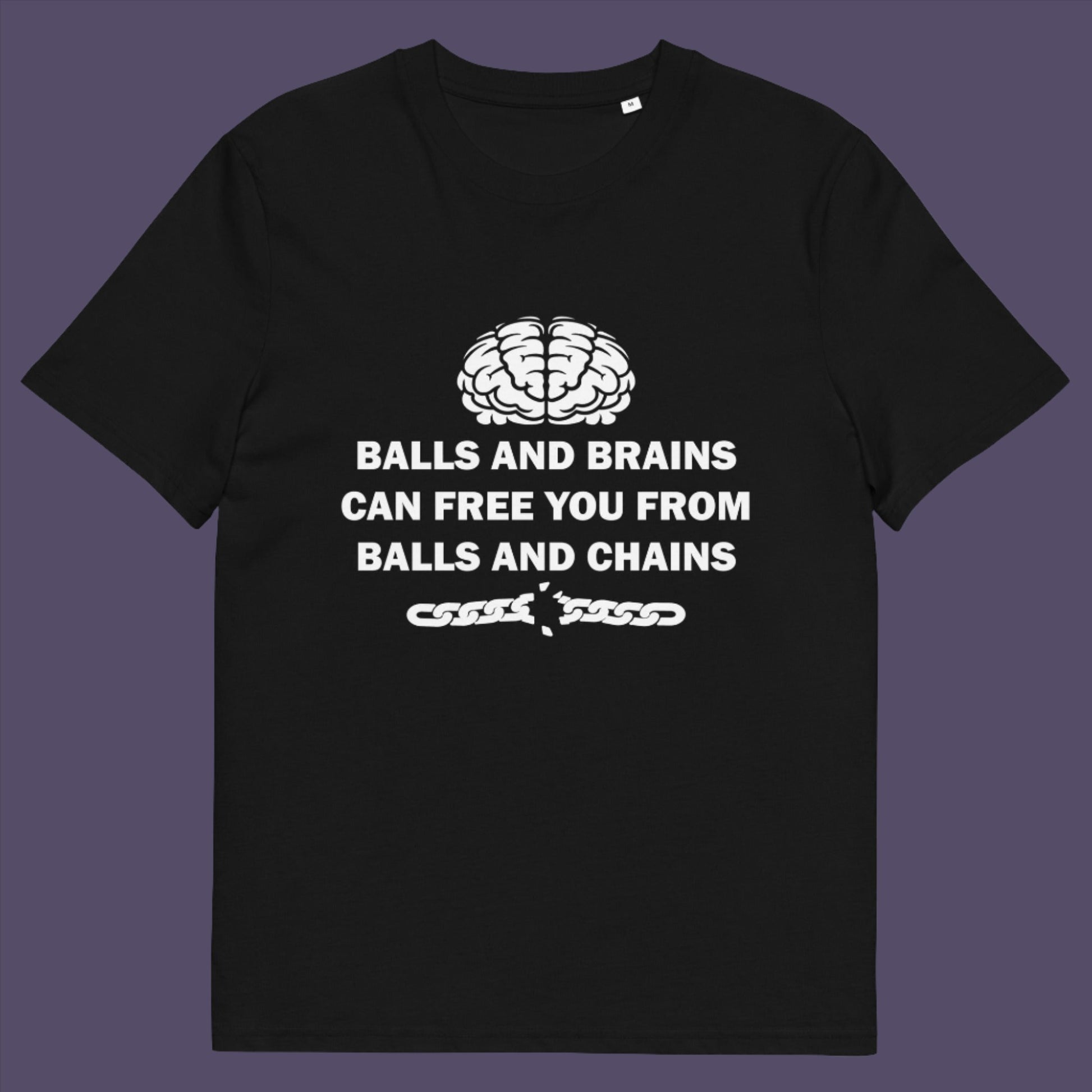 Black t-shirt. A civil liberties t shirt limerick to remind you of what it takes to free yourself, metaphorically speaking. Made from 100% organic ring-spun cotton, this self worth t shirt is unisex, high-quality, super comfy, and best of all, eco-friendly.