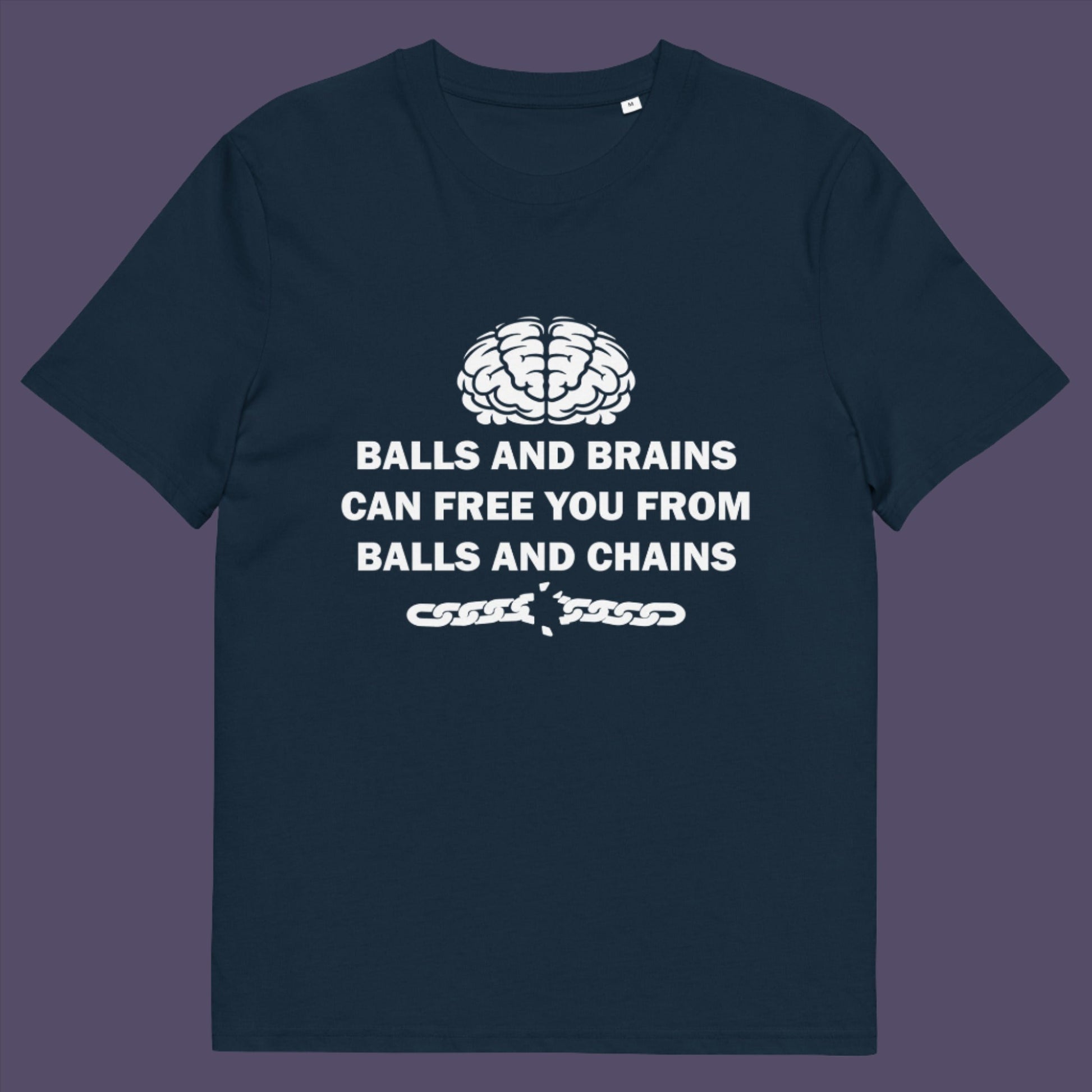 French navy t-shirt. A civil liberties t shirt limerick to remind you of what it takes to free yourself, metaphorically speaking. Made from 100% organic ring-spun cotton, this self worth t shirt is unisex, high-quality, super comfy, and best of all, eco-friendly.