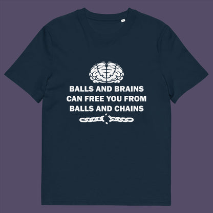 French navy t-shirt. A civil liberties t shirt limerick to remind you of what it takes to free yourself, metaphorically speaking. Made from 100% organic ring-spun cotton, this self worth t shirt is unisex, high-quality, super comfy, and best of all, eco-friendly.