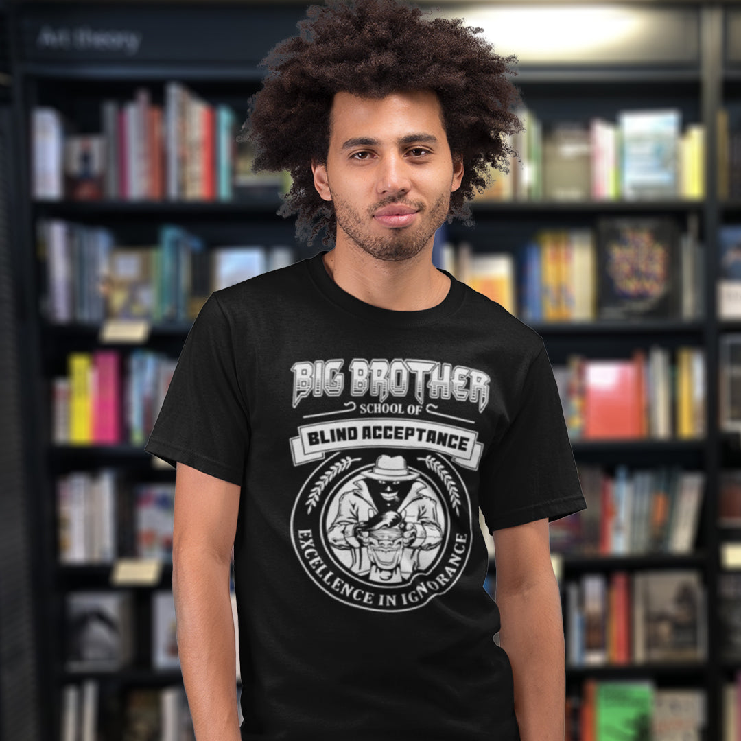 This Big Brother is watching t shirt has a dig at the government approved general public and suggest we are being educated into ignorant choices. A dark humour and very satirical view of the most attended, hypothetical, schooling system in the modern era. Made from 100% organic ring-spun cotton, this conspiracy theory t-shirt is unisex, high-quality, super comfy, and best of all, eco-friendly.