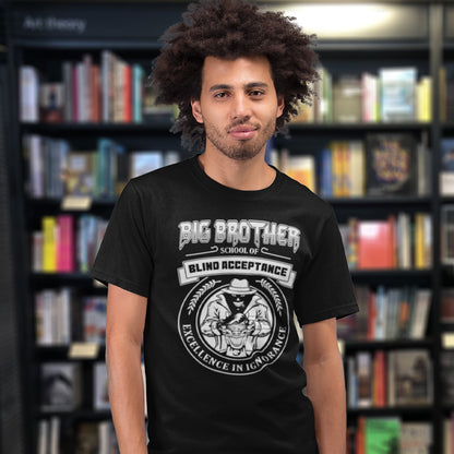 This Big Brother is watching t shirt has a dig at the government approved general public and suggest we are being educated into ignorant choices. A dark humour and very satirical view of the most attended, hypothetical, schooling system in the modern era. Made from 100% organic ring-spun cotton, this conspiracy theory t-shirt is unisex, high-quality, super comfy, and best of all, eco-friendly.