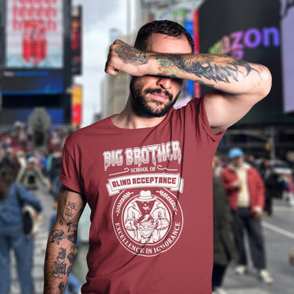 This Big Brother is watching t shirt has a dig at the government approved general public and suggest we are being educated into ignorant choices. A dark humour and very satirical view of the most attended, hypothetical, schooling system in the modern era. Made from 100% organic ring-spun cotton, this conspiracy theory t-shirt is unisex, high-quality, super comfy, and best of all, eco-friendly.
