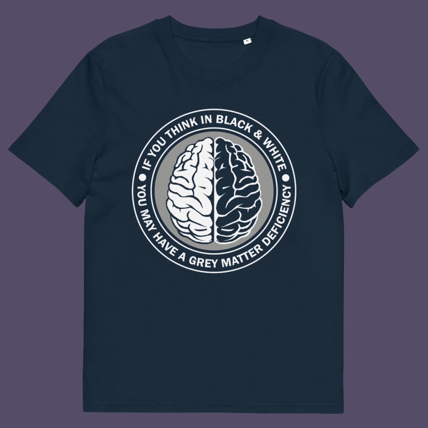 French navy t-shirt. It would be so easy if life was black and white, but it's the grey area where all the thinking and personal growth is done. A design for people who see the detail and can think outside the box. Made from 100% organic ring-spun cotton, this emotional intelligence t-shirt is unisex, high-quality, super comfy, and best of all, eco-friendly.