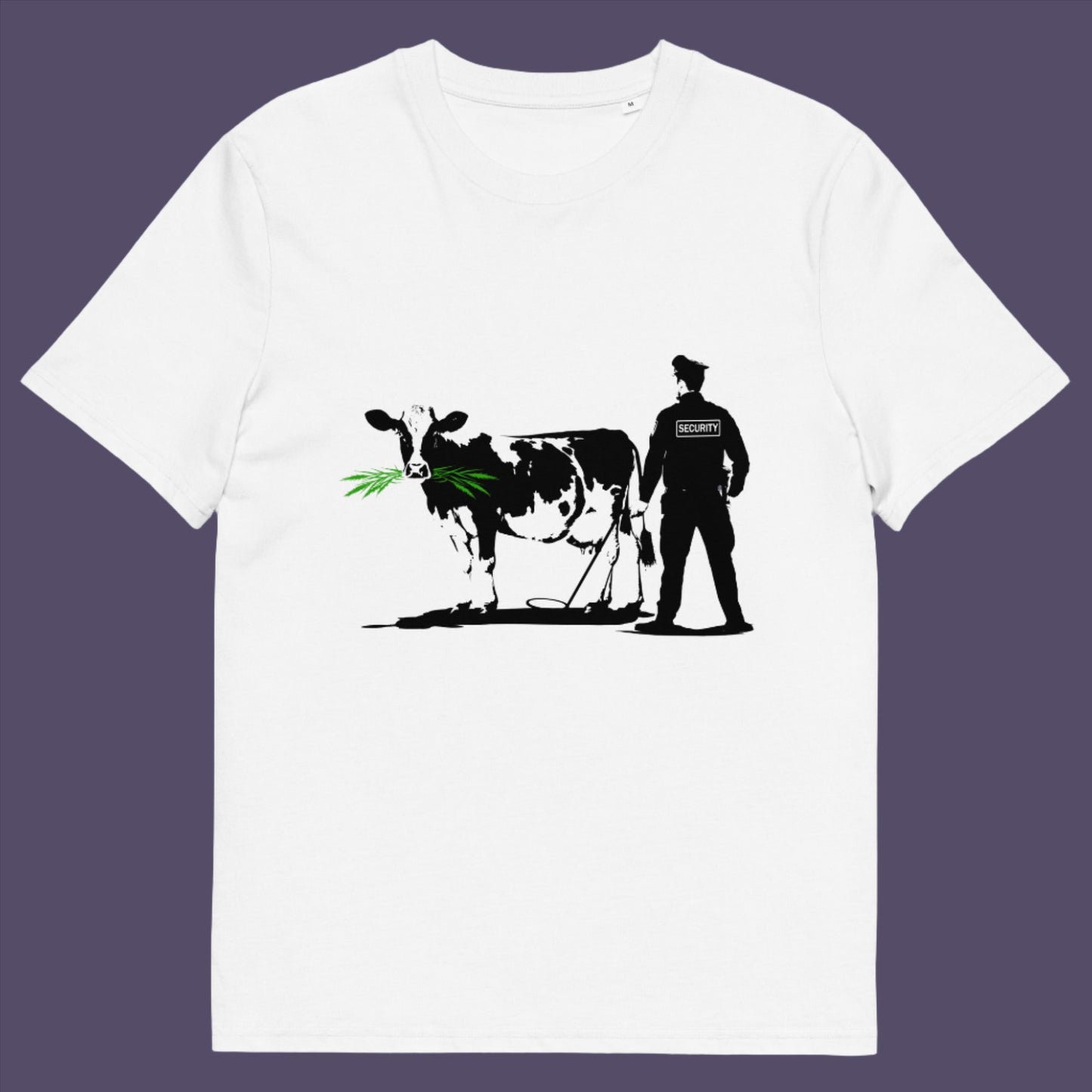 White t-shirt. A graffiti stencil art t-shirt showing the thin line between security and invasion of privacy highlighted with a touch of satire and sarcasm. Made from 100% organic ring-spun cotton, this Banksy style stencil graffiti t-shirt is unisex, high-quality, super comfy, and best of all, eco-friendly.