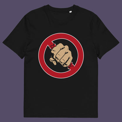Black t-shirt. Non conformist t shirt design. stencil graffiti art for people who think boundaries stifle creativity, and rules are only guidelines. This alternative, anti establishment t-shirt is perfect for any demonstration or protest march of your choice. Made from 100% organic ring-spun cotton, this urban art t shirt is unisex, high-quality, super comfy, and best of all, eco-friendly.