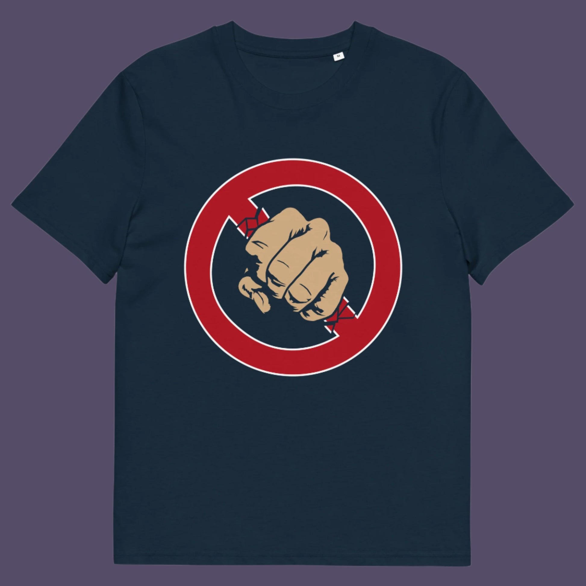 French navy t-shirt. Non conformist t shirt design. stencil graffiti art for people who think boundaries stifle creativity, and rules are only guidelines. This alternative, anti establishment t-shirt is perfect for any demonstration or protest march of your choice. Made from 100% organic ring-spun cotton, this urban art t shirt is unisex, high-quality, super comfy, and best of all, eco-friendly.