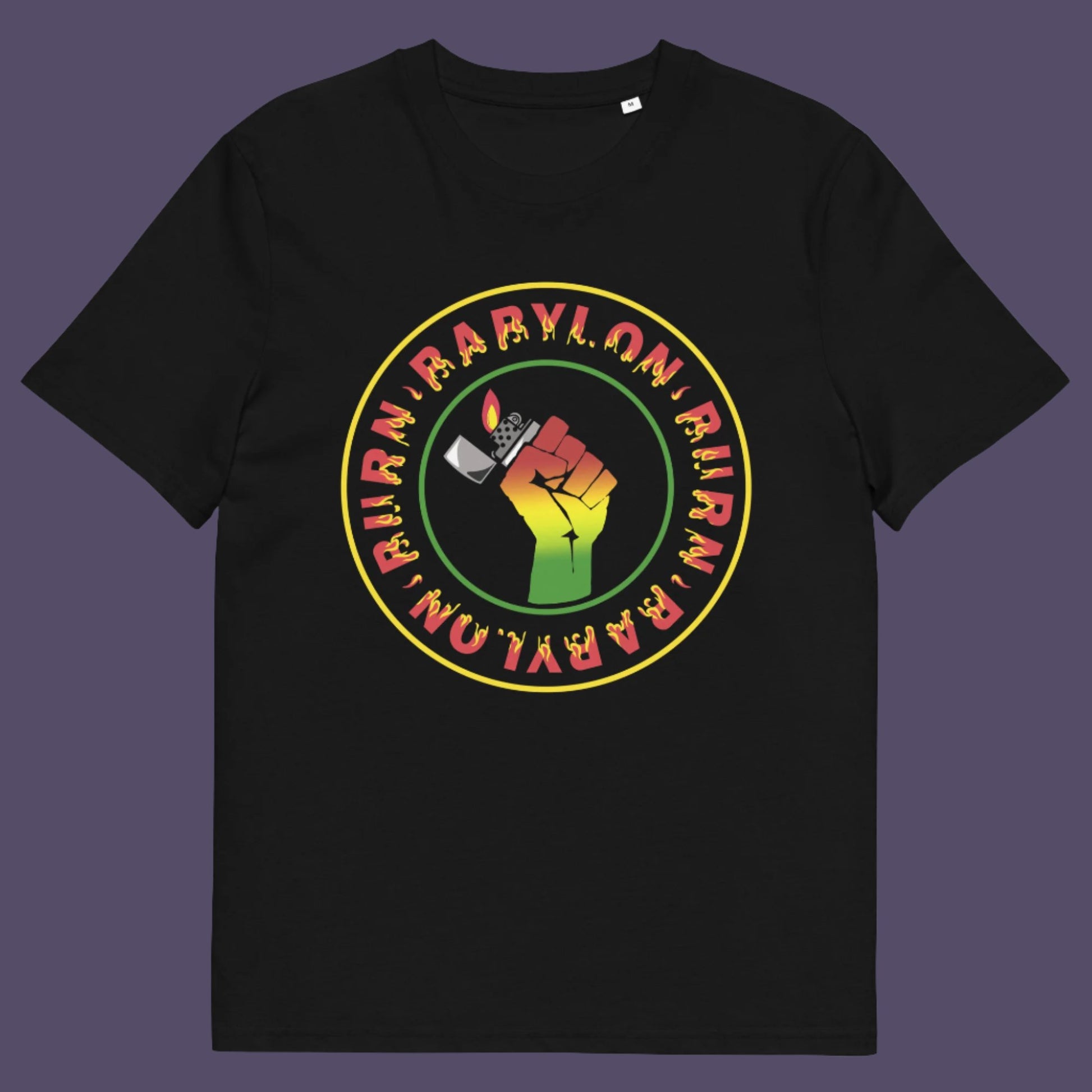 Black t-shirt. A Rastafarian political t-shirt. Babylon is the symbol of corruption and decadence. Take a leaf out of the Rastafarian book with this 'power to the people' anti-corrupt government t-shirt. Made from 100% organic ring-spun cotton, this Rastafarian t-shirt is unisex, high-quality, super comfy, and best of all, eco-friendly.