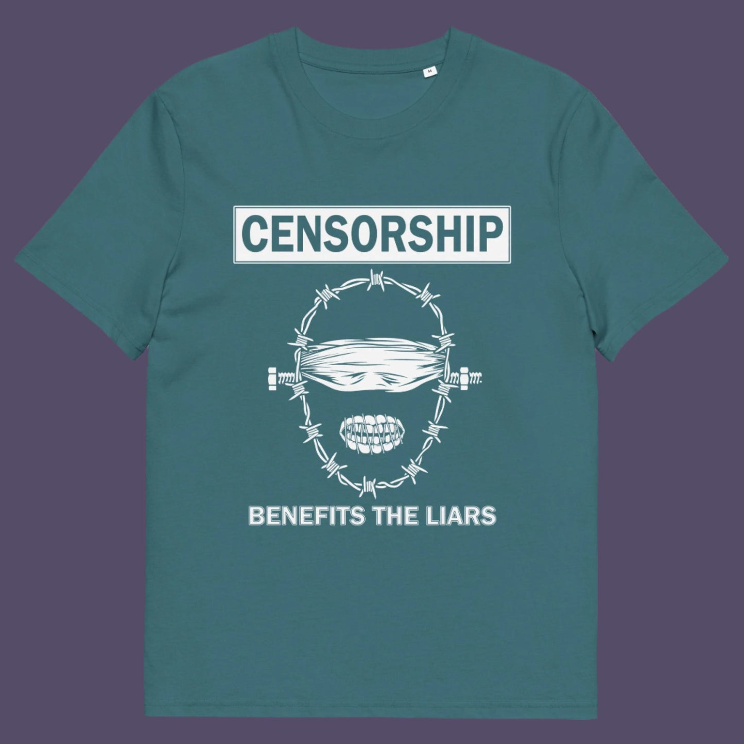 Stargazer t-shirt. This civil rights t shirt highlights the negative benefits of censorship. Lies and censorship go hand-in-hand as tools of control and manipulation. This unique design promotes social awareness and freedom of speech. Made from 100% organic ring-spun cotton, this no censorship t shirt is unisex, high-quality, super comfy, and best of all, eco-friendly.