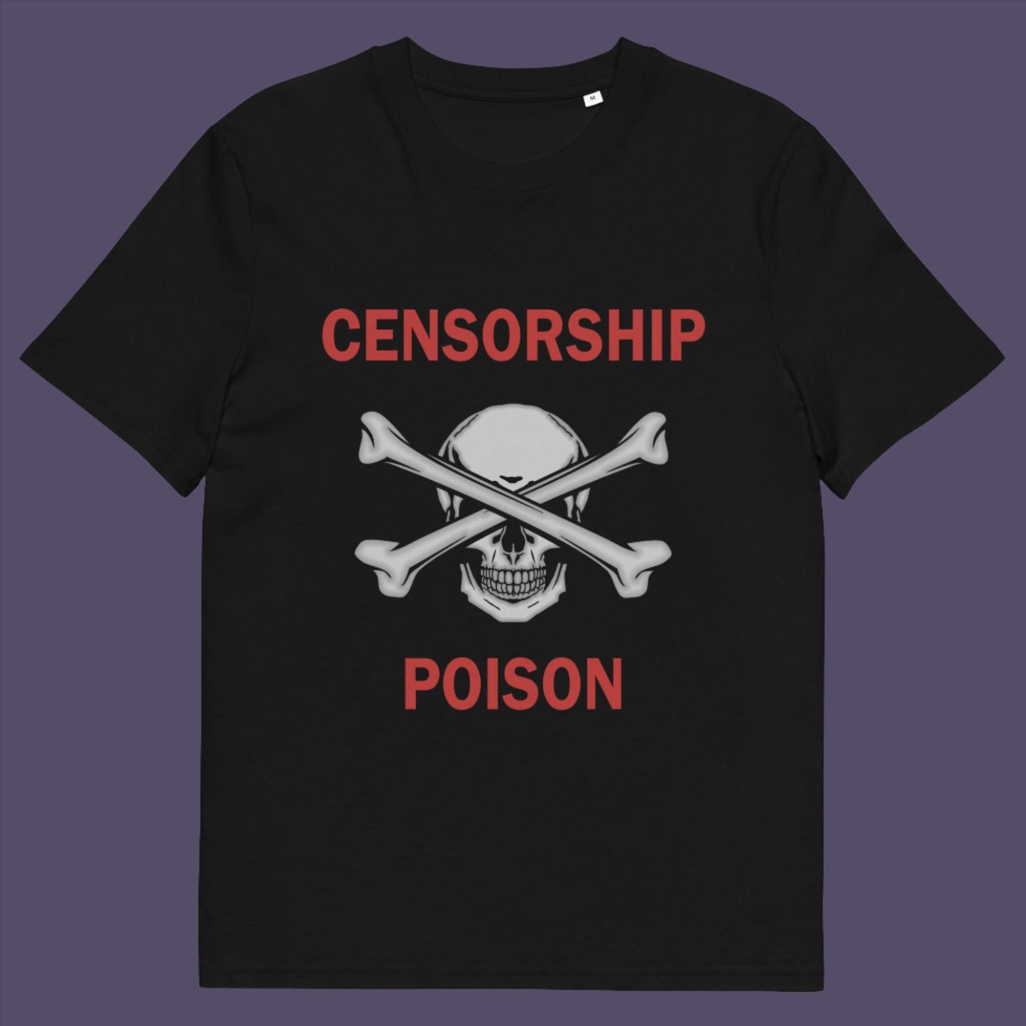 Black t-shirt. An anti-censorship t-shirt for free thinking, liberal minded advocates of transparency. This stencil art design is for freedom of speech lovers who believe no good can come of censorship. Made from 100% organic ring-spun cotton, this anti-censorship t-shirt is unisex, high-quality, super comfy, and best of all, eco-friendly.