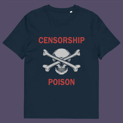 French navy t-shirt. An anti-censorship t-shirt for free thinking, liberal minded advocates of transparency. This stencil art design is for freedom of speech lovers who believe no good can come of censorship. Made from 100% organic ring-spun cotton, this anti-censorship t-shirt is unisex, high-quality, super comfy, and best of all, eco-friendly.