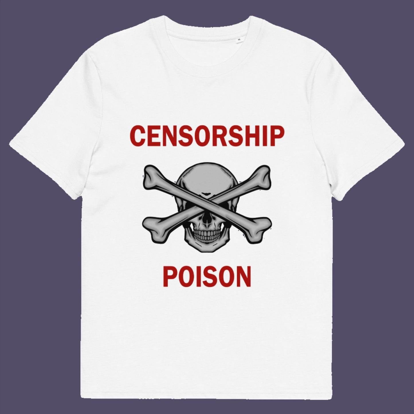 White t-shirt. An anti-censorship t-shirt for free thinking, liberal minded advocates of transparency. This stencil art design is for freedom of speech lovers who believe no good can come of censorship. Made from 100% organic ring-spun cotton, this anti-censorship t-shirt is unisex, high-quality, super comfy, and best of all, eco-friendly.