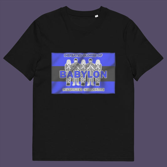 Black t-shirt. This non conformist t shirt is for people with more than a pessimistic view of society and what we have become. This unique design has a Rastafarian hint as it suggests we fill our world with unnecessary distractions, ignoring more important issues. Made from 100% organic ring-spun cotton, this anti consumerism t shirt is unisex, high-quality, super comfy, and best of all, eco-friendly.