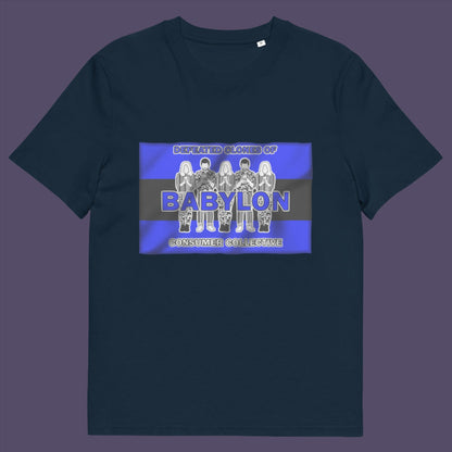 French navy t-shirt. This non conformist t shirt is for people with more than a pessimistic view of society and what we have become. This unique design has a Rastafarian hint as it suggests we fill our world with unnecessary distractions, ignoring more important issues. Made from 100% organic ring-spun cotton, this anti consumerism t shirt is unisex, high-quality, super comfy, and best of all, eco-friendly.