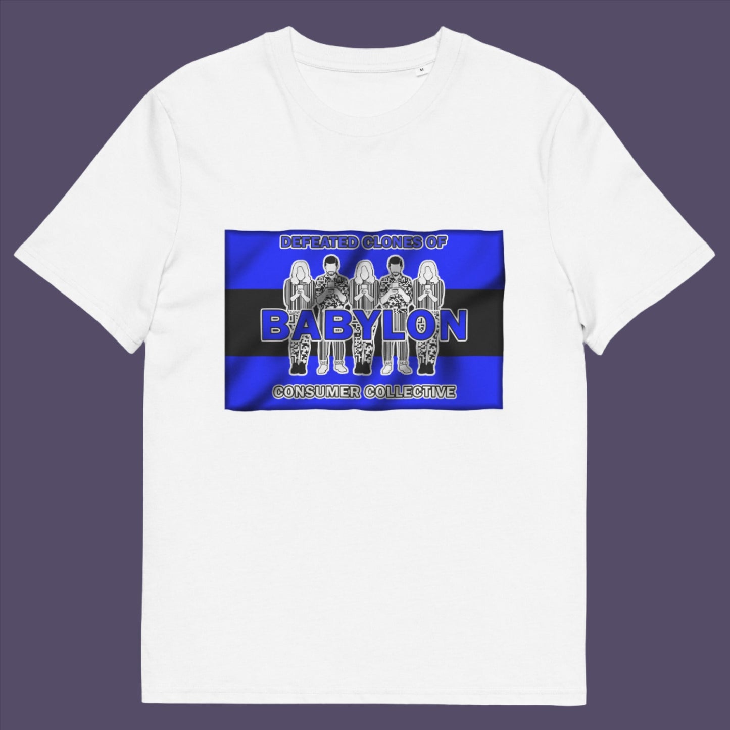 White t-shirt. This non conformist t shirt is for people with more than a pessimistic view of society and what we have become. This unique design has a Rastafarian hint as it suggests we fill our world with unnecessary distractions, ignoring more important issues. Made from 100% organic ring-spun cotton, this anti consumerism t shirt is unisex, high-quality, super comfy, and best of all, eco-friendly.