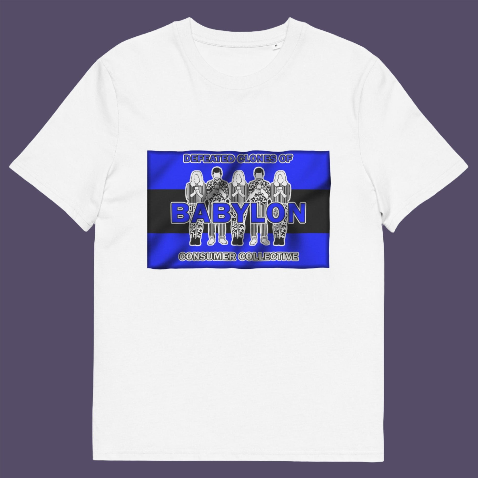 White t-shirt. This non conformist t shirt is for people with more than a pessimistic view of society and what we have become. This unique design has a Rastafarian hint as it suggests we fill our world with unnecessary distractions, ignoring more important issues. Made from 100% organic ring-spun cotton, this anti consumerism t shirt is unisex, high-quality, super comfy, and best of all, eco-friendly.