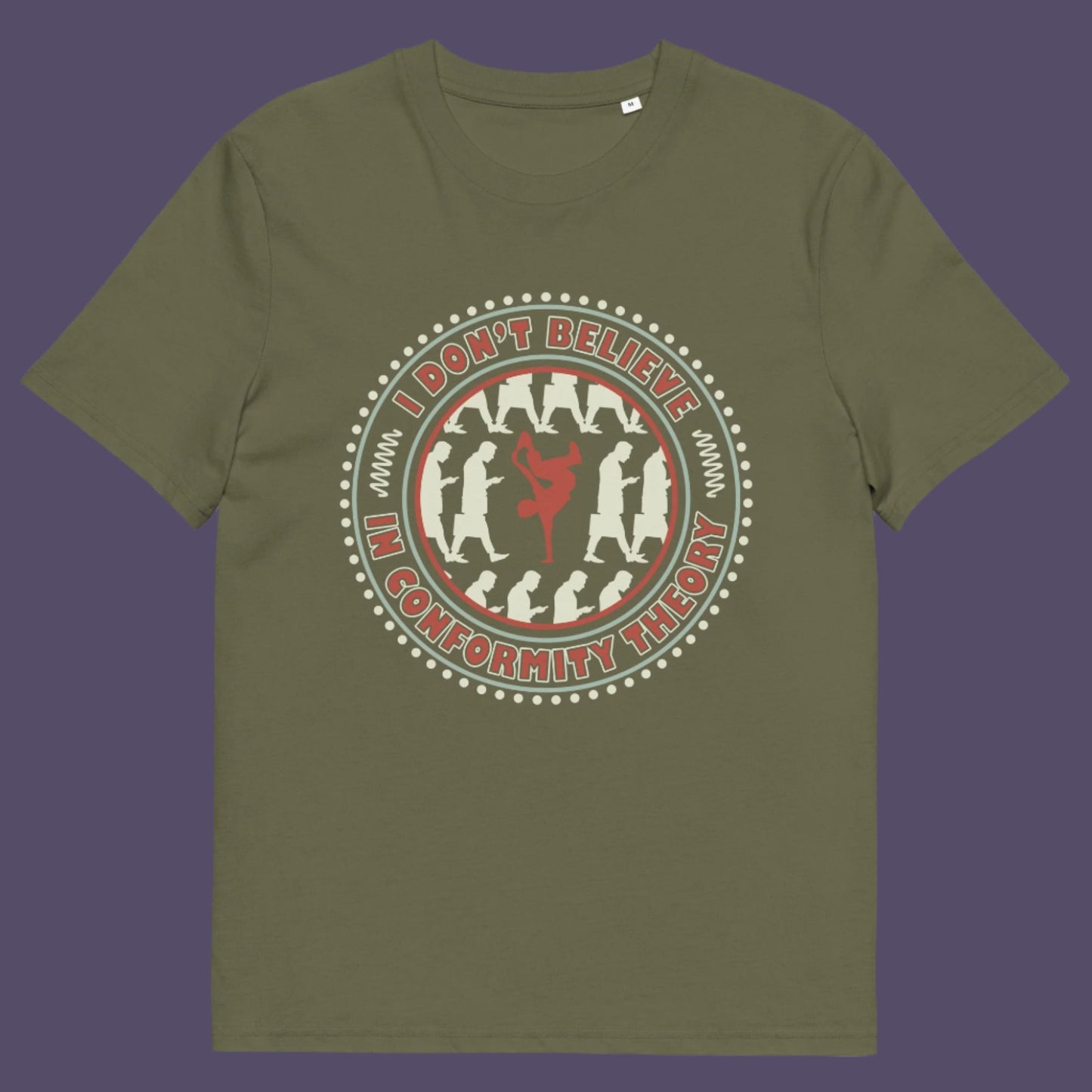 Khaki t-shirt. A non conformist t shirt promoting independent thought. Some people do what they are told without question and wait to be given their opinion. This alternative t-shirt is for the other people. This unique design helps create social awareness of diversity. Made from 100% organic ring-spun cotton, this counter culture t shirt is unisex, high-quality, super comfy, and best of all, eco-friendly.