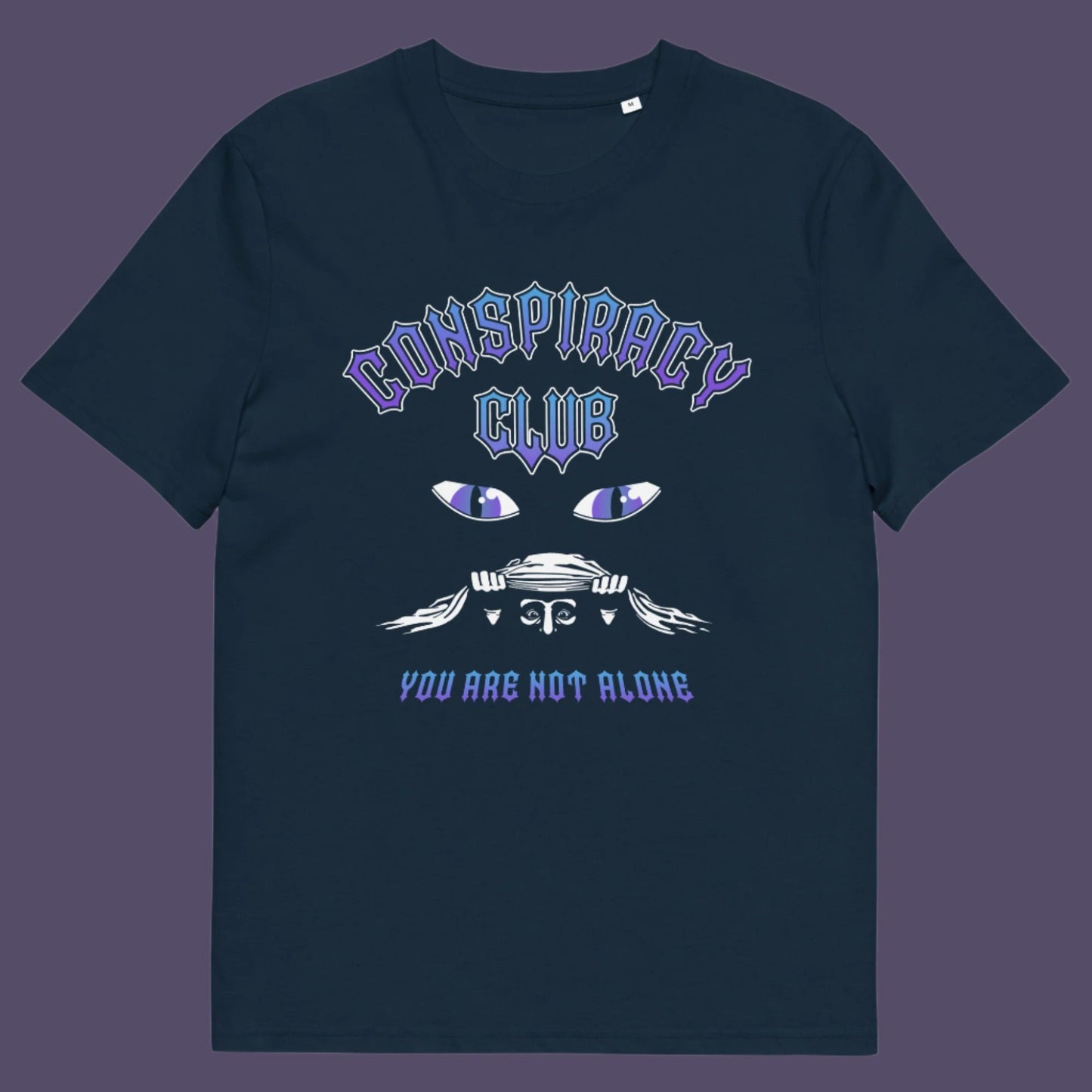 French navy t shirt. A conspiracy theorist t shirt design for all conspiracy lovers who think big brother is watching. join the club, expand your independent thinking, question everything. Think outside the box. Made from 100% organic ring-spun cotton, this funny conspiracy theory t shirt is unisex, high-quality, super comfy, and best of all, eco-friendly.