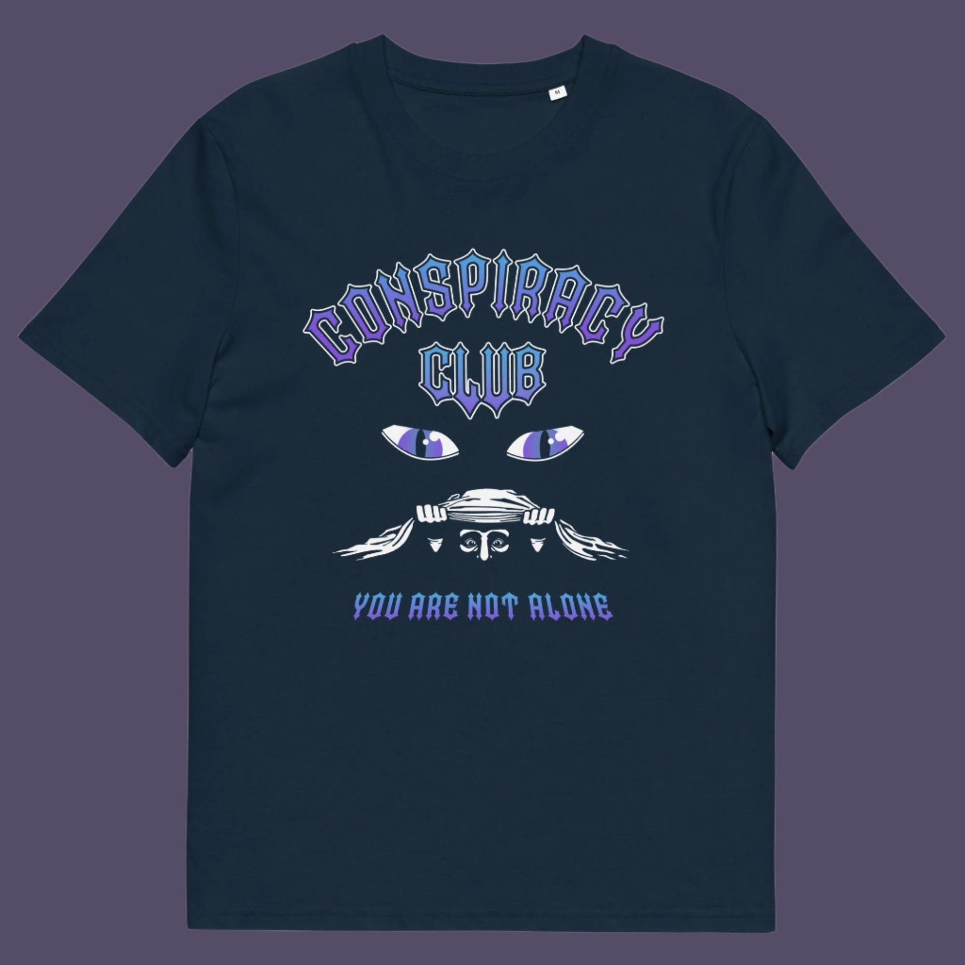 French navy t shirt. A conspiracy theorist t shirt design for all conspiracy lovers who think big brother is watching. join the club, expand your independent thinking, question everything. Think outside the box. Made from 100% organic ring-spun cotton, this funny conspiracy theory t shirt is unisex, high-quality, super comfy, and best of all, eco-friendly.