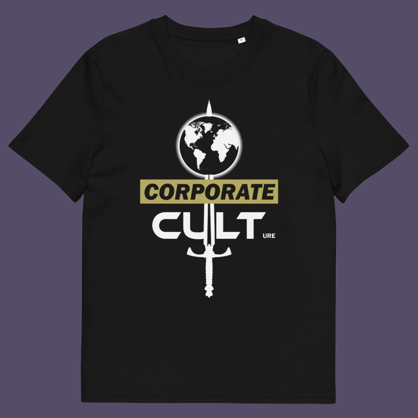 Black t shirt. This anti corporate t shirt suggests the corporate mind set and dehumanisation of people is like that of a religious cult. If you feel that corporate business is destroying the planet and the belief it it is paramount to a cult mentality, you'll love this political satire design. Welcome to corporate culture, the enemy of the planet. Made from 100% organic ring-spun cotton, these social issues t shirts are unisex, high-quality, super comfy, and best of all, eco-friendly.