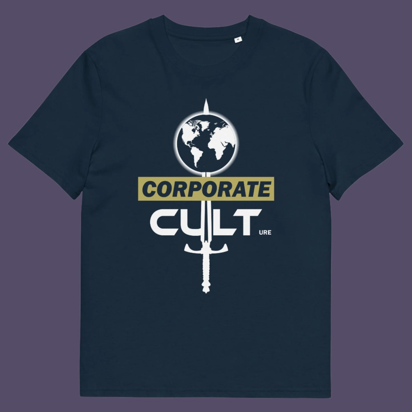 French navy t shirt. This anti corporate t shirt suggests the corporate mind set and dehumanisation of people is like that of a religious cult. If you feel that corporate business is destroying the planet and the belief it it is paramount to a cult mentality, you'll love this political satire design. Welcome to corporate culture, the enemy of the planet. Made from 100% organic ring-spun cotton, these social issues t shirts are unisex, high-quality, super comfy, and best of all, eco-friendly.