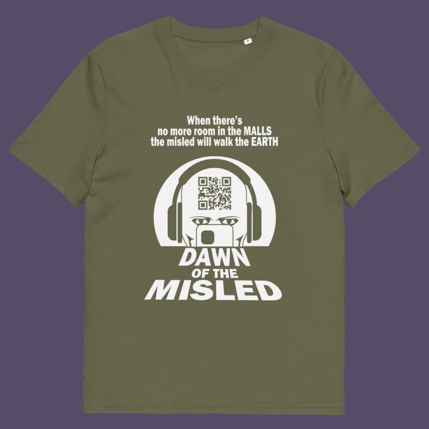 Khaki t-shirt. A anti consumerism t shirt in the theme of a famous 1970's horror movie. This satirical design highlights the modern consumer who buys what they are told to buy by social media and corporate advertising. Made from 100% organic ring-spun cotton, this underground anti consumerism t shirt is unisex, high-quality, super comfy, and best of all, eco-friendly.