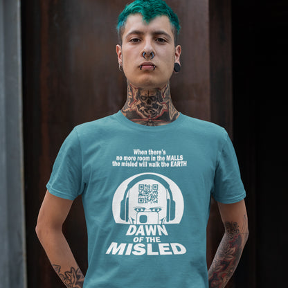 Person wearing a stargazer t-shirt with text and graphics. A counterculture t-shirt in the theme of a famous 1970's horror movie. A anti consumerism t shirt in the theme of a famous 1970's horror movie. This satirical design highlights the modern consumer who buys what they are told to buy by social media and corporate advertising. Made from 100% organic ring-spun cotton, this underground anti consumerism t shirt is unisex, high-quality, super comfy, and best of all, eco-friendly.