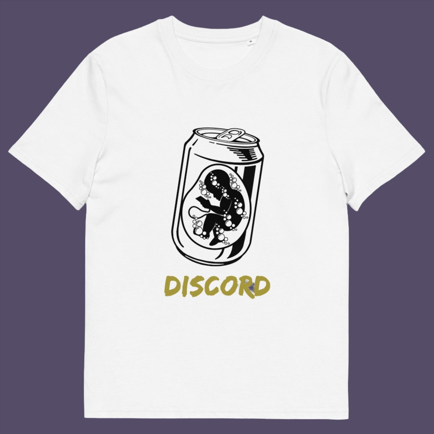 White t-shirt. A Banksy style t-shirt suggesting a discord between modern generations and nature. A stencil art testament to the soda pop generation. Brought up on energy drinks and born with a Wi-Fi connection. Made from 100% organic ring-spun cotton, this street art t-shirt is unisex, high-quality, super comfy, and best of all, eco-friendly.