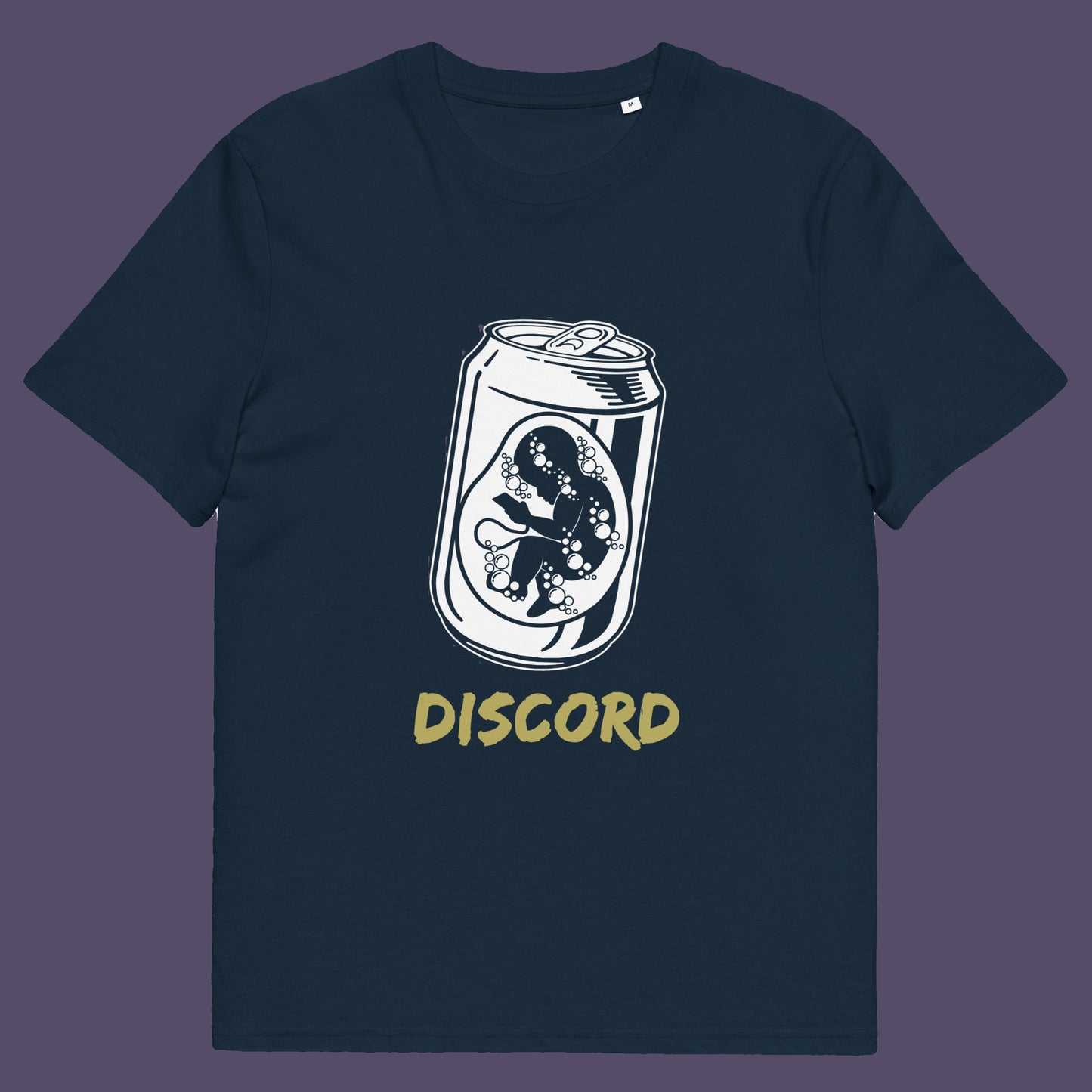 French navy t-shirt. A stencil graffiti t shirt suggesting a discord between modern generations and nature. A street art t shirt testament to the soda pop generation. Brought up on energy drinks and born with a Wi-Fi connection. Made from 100% organic ring-spun cotton, this urban art t shirt is unisex, high-quality, super comfy, and best of all, eco-friendly.