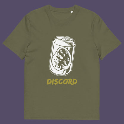 Khaki t-shirt. A stencil graffiti t shirt suggesting a discord between modern generations and nature. A street art t shirt testament to the soda pop generation. Brought up on energy drinks and born with a Wi-Fi connection. Made from 100% organic ring-spun cotton, this urban art t shirt is unisex, high-quality, super comfy, and best of all, eco-friendly.