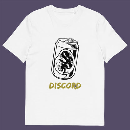 White t-shirt. A stencil graffiti t shirt suggesting a discord between modern generations and nature. A street art t shirt testament to the soda pop generation. Brought up on energy drinks and born with a Wi-Fi connection. Made from 100% organic ring-spun cotton, this urban art t shirt is unisex, high-quality, super comfy, and best of all, eco-friendly.