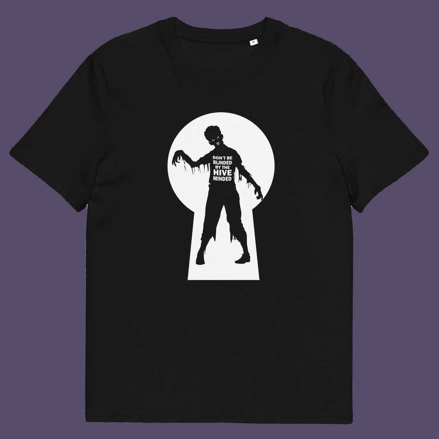 Black t shirt. This funny non conformist t shirt warns against the effects of the hive mind. How do you ever know if you are wrong if everyone believes the same rhetoric ? Watch out for being infected by the hive mind of social apathy, ignorance and misinformation. Made from 100% organic ring-spun cotton, this counter culture t shirt is unisex, high quality, super comfy, and best of all, eco-friendly.